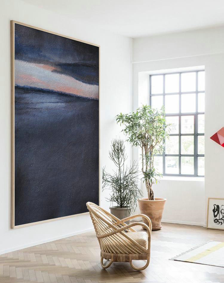 Large Modern Abstract Painting,Oversized Abstract Landscape Painting,Oversized Art,Grey,Pink,Black.etc